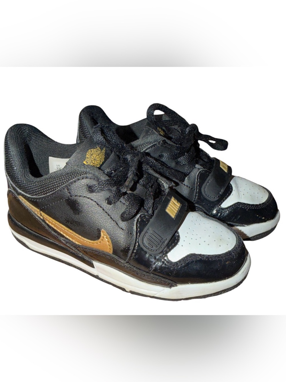 🔥 Nike Jordan Legacy 312 Unisex Kids Sneakers White Black Gold US Size 11C 🔥